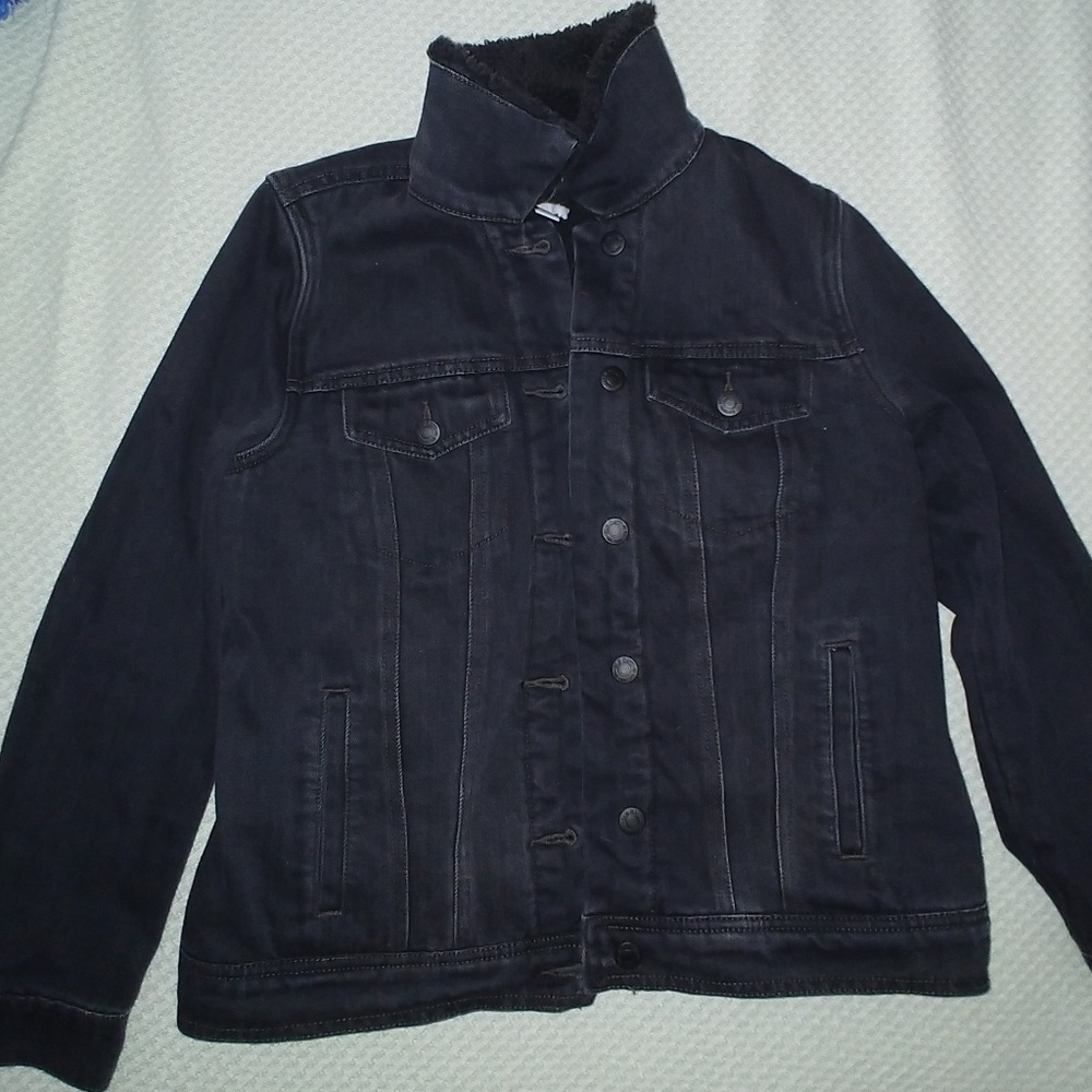 Old Navy Black Sherpa-Lined Denim Jacket
